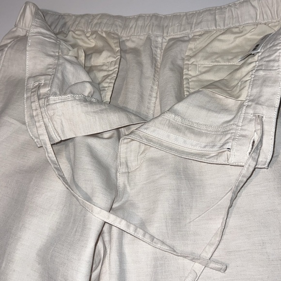 UNIQLO Womens Cotton Linen Blend Crème High Rise Pants Size Large - Picture 7 of 11